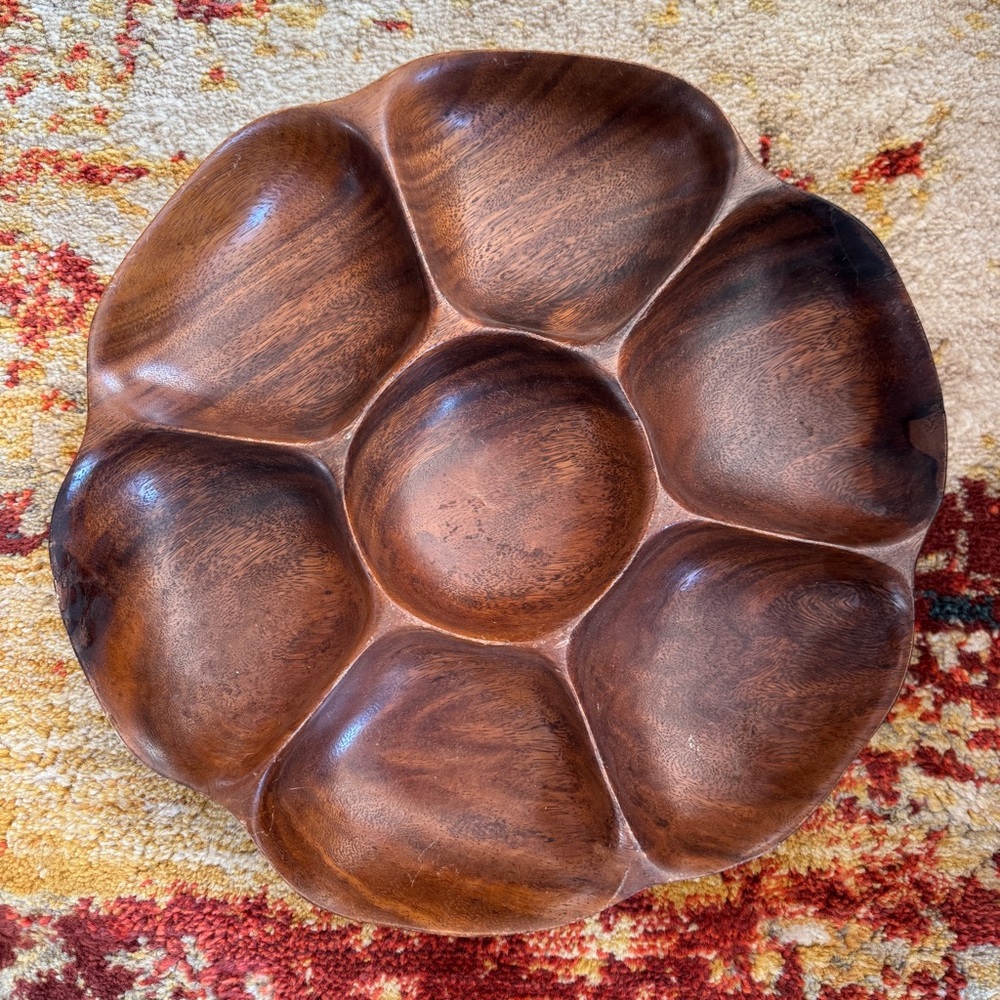 LAST CHANCE🔥 Vintage Lazy Susan Monkeypod Wood Hong Kong